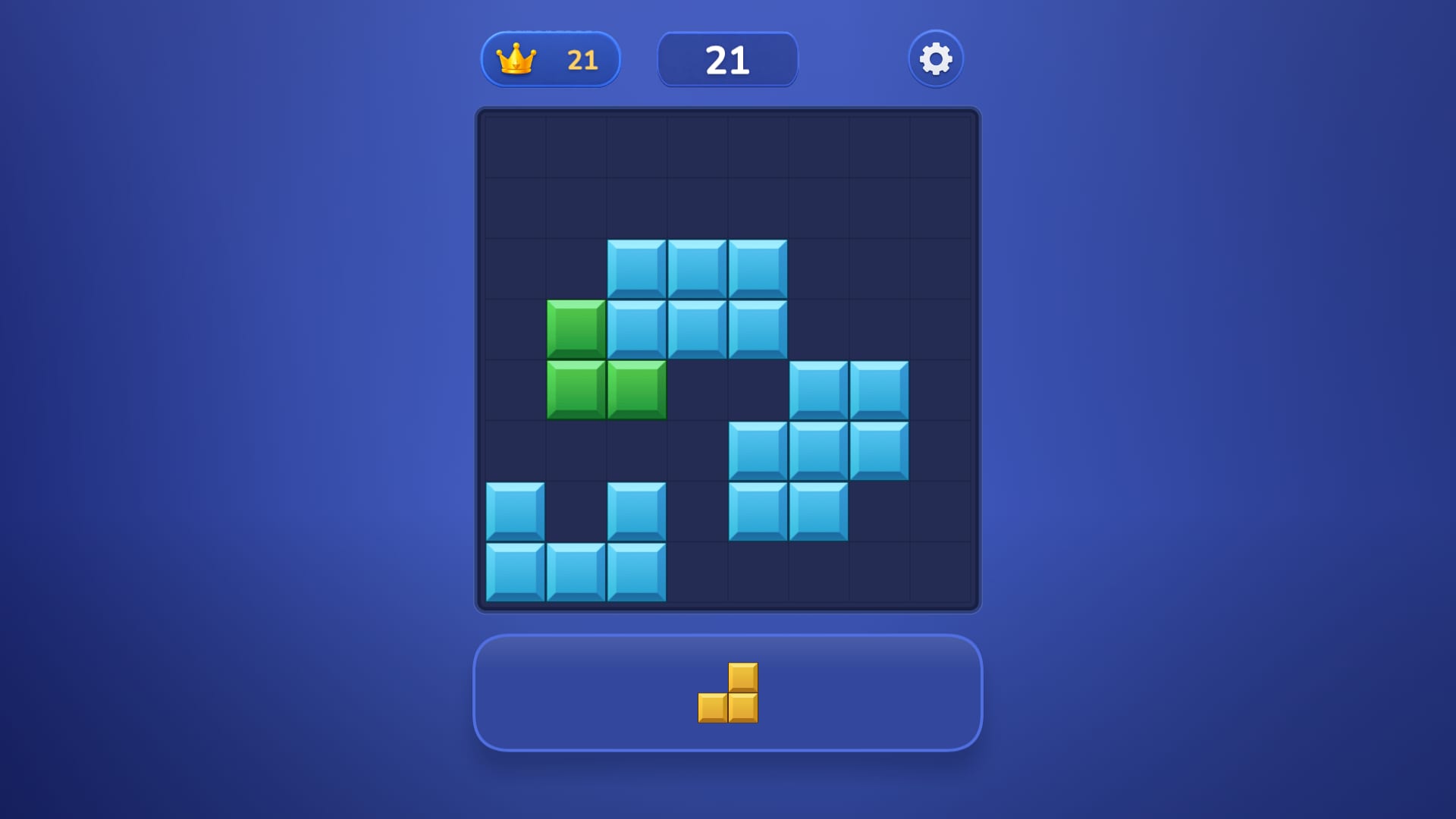 Block Blast Master gameplay — dragging a piece onto the 8×8 grid to complete a full line